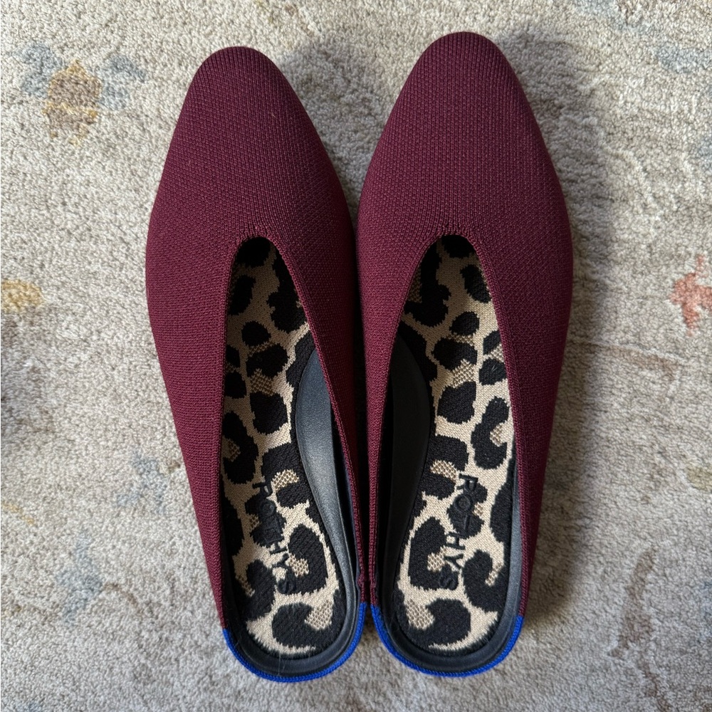 Rothy's Burgundy Mules with Leopard Insole